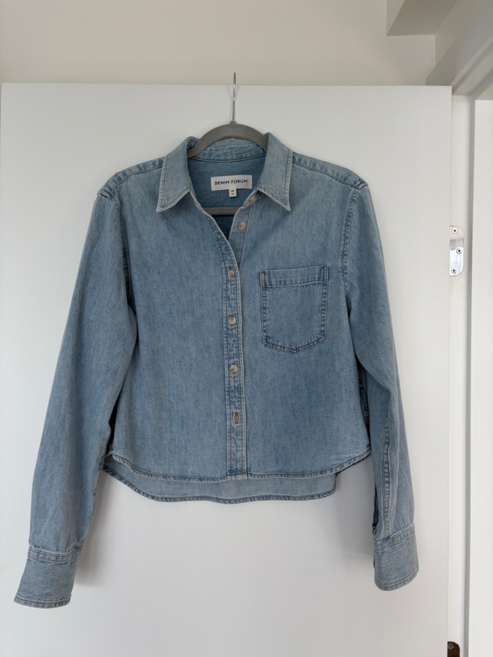 Denim Forum The 80s Comfy Waist Denim Shirt, M, Here Comes The Sn Bl - Picture 3 of 8